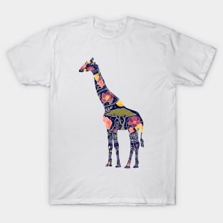 Floral Giraffe Silhouette - Sunrise T-Shirt
